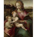 Attribuited to Francesco del Brina. Madonna with child. Oil on board. 50 x 70cm circa. Second ha...