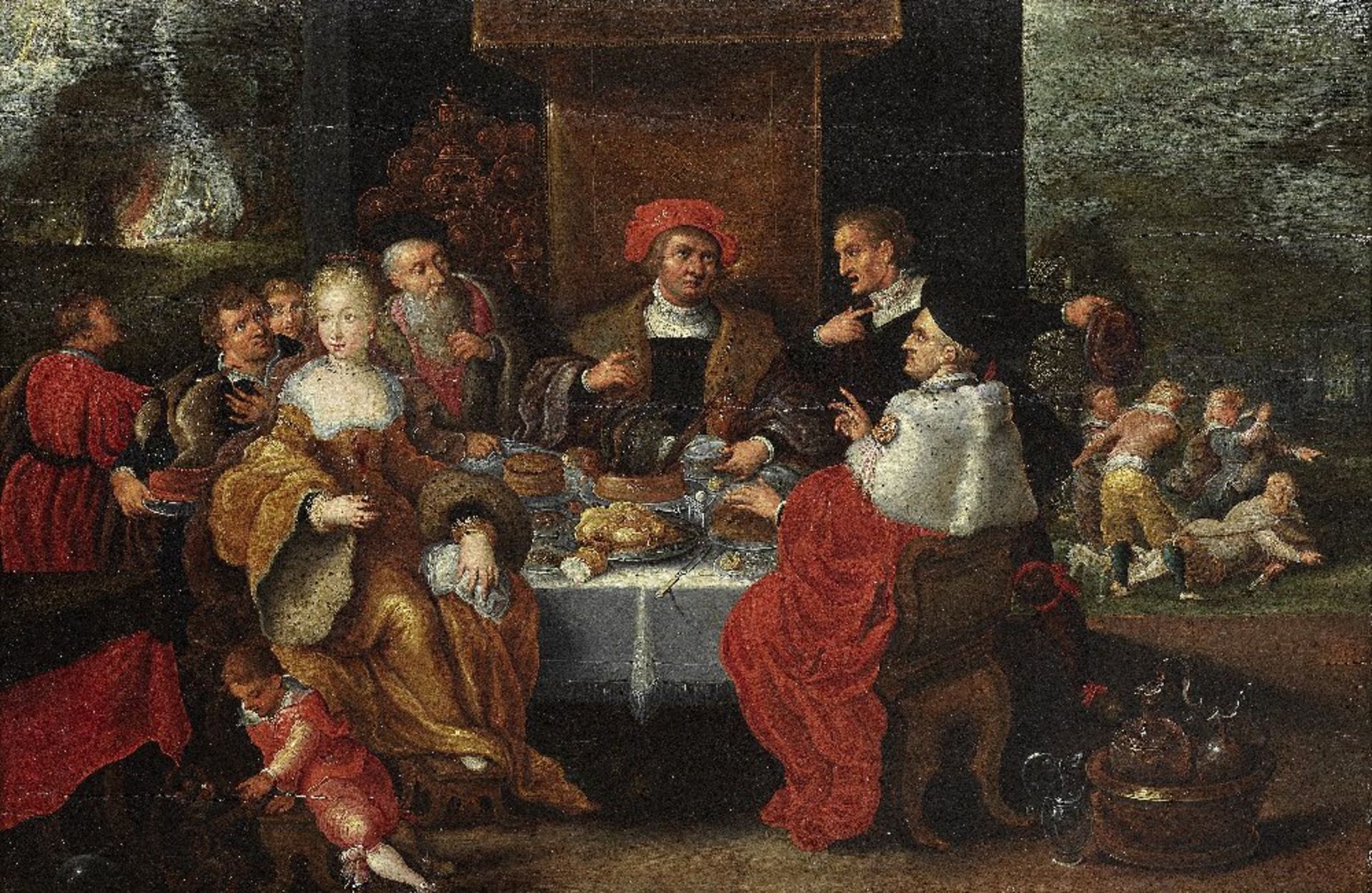 Follower of Frans Francken II (Anvers 1581-1642) The Rich Man and Lazarus