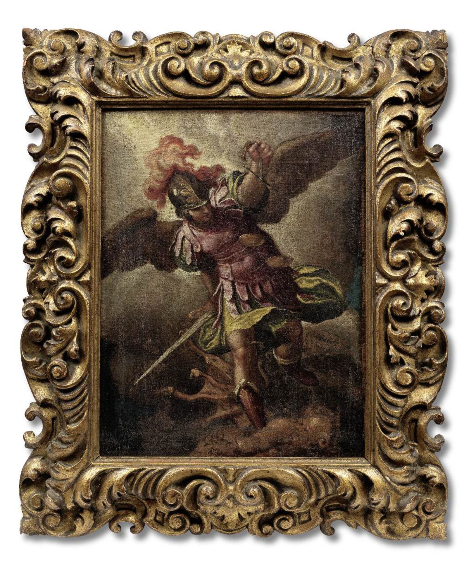 Studio of Paolo Farinati (Verona 1524-1606) Saint Michael in a carved frame