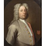 English School, 18th Century Portrait of Philip Musard, bust-length, in a grey coat, within a pa...