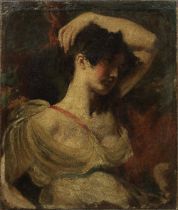 Circle of William Etty (York 1787-1849) A young lady with her arm raised unframed