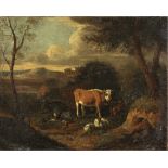 Circle of Dirk van Bergen (Haarlem circa 1649-circa 1690) Drover resting with his flock unframed