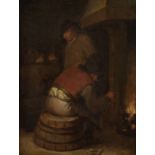 Cornelis Pietersz. Bega (Haarlem circa 1631-1664) An interior with a peasant seated on a stool; ...