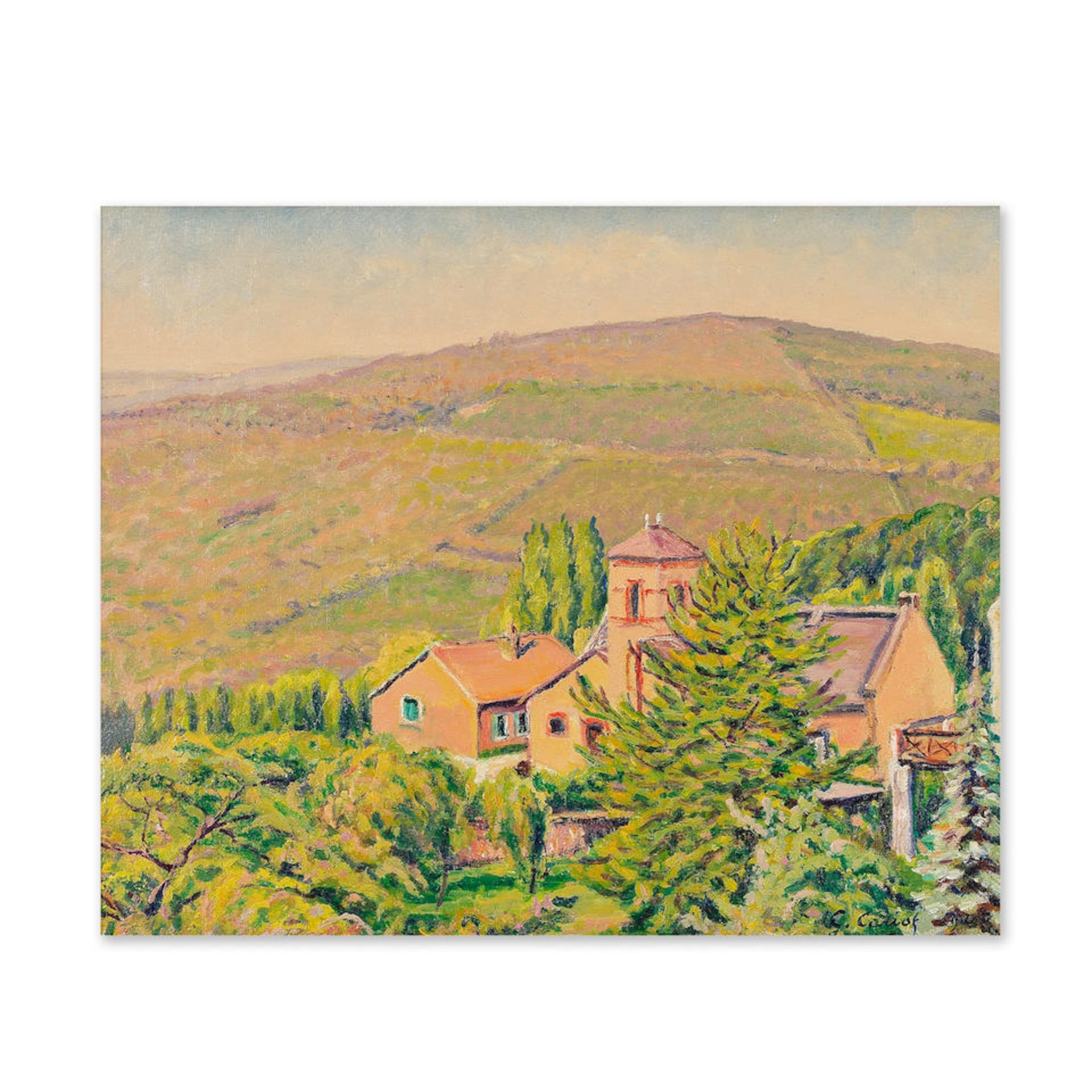 GUSTAVE CARIOT (1872-1950) Vue de ma fenêtreLe village de Georgenborn et montagne de Hansen...