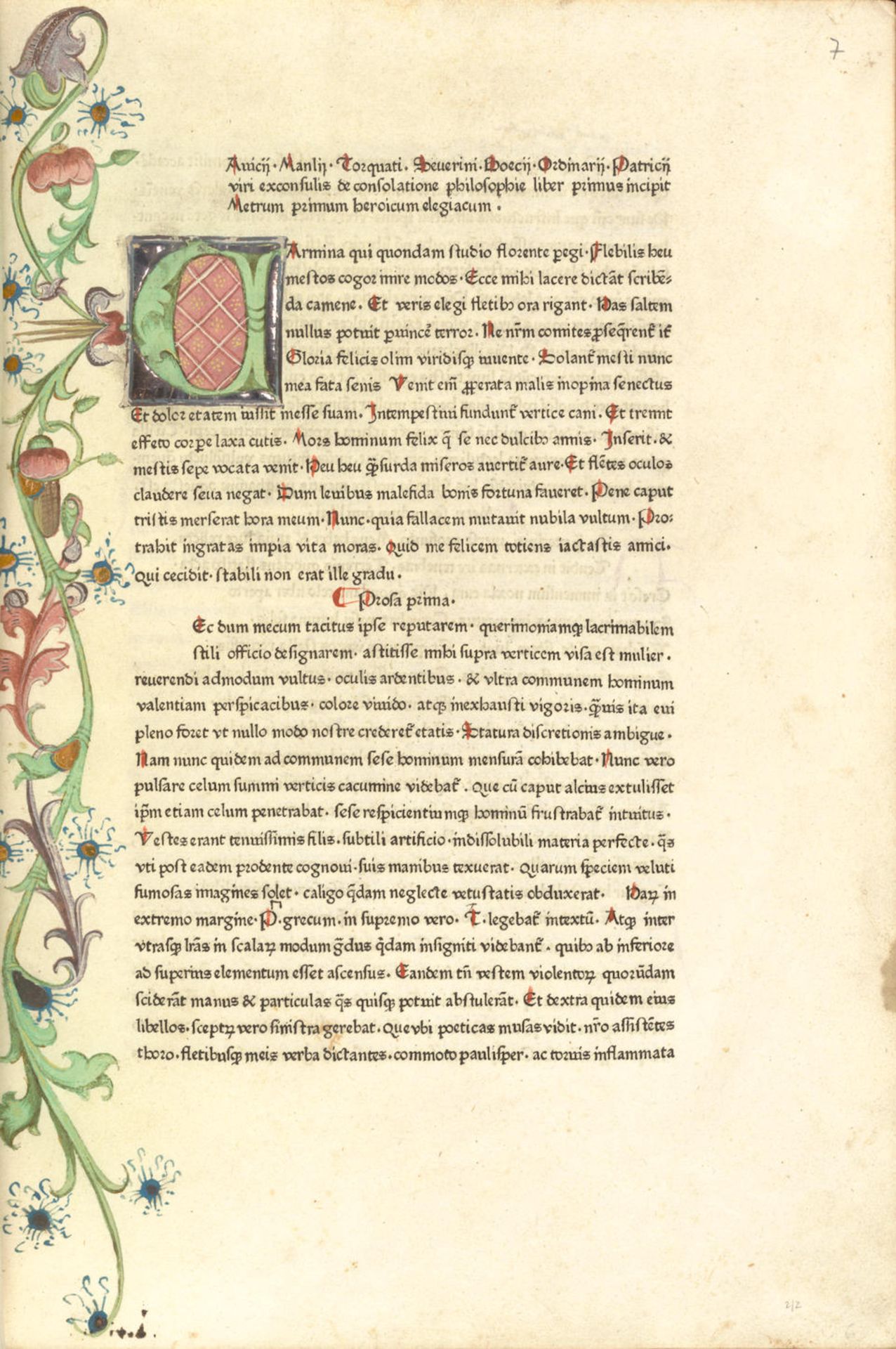 BOETHIUS, ANICIUS MANLIUS TORQUATUS SEVERINUS. C. 480-524. De consolatione philosophiae. [With...