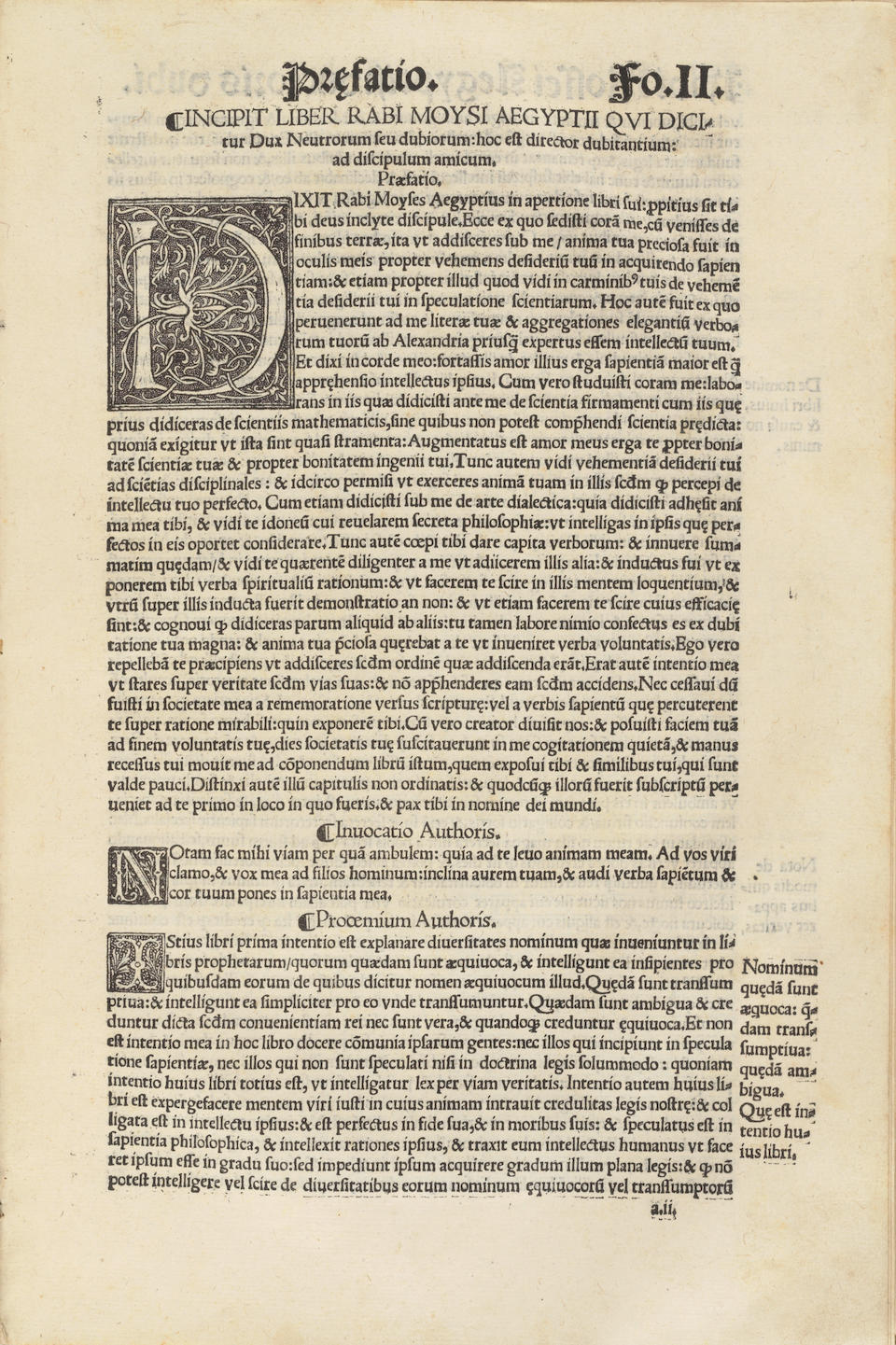 [MAIMONIDES] FIRST LATIN EDITION OF GUIDE FOR THE PERPLEXED. MAIMONIDES (MOSES BEN MAIMON). 1138... - Image 2 of 2