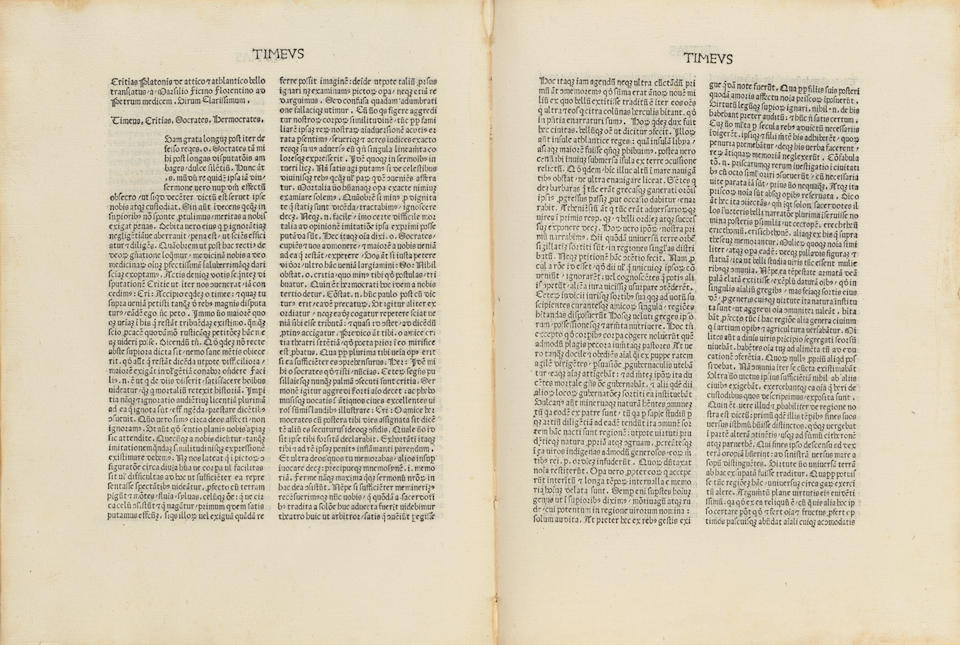 [PLATO] EXCEPTIONALLY RARE FIRST PRINTING OF THE TIMAEUS. PLATO. FICINO, MARCELLO, Translator. T... - Image 2 of 5