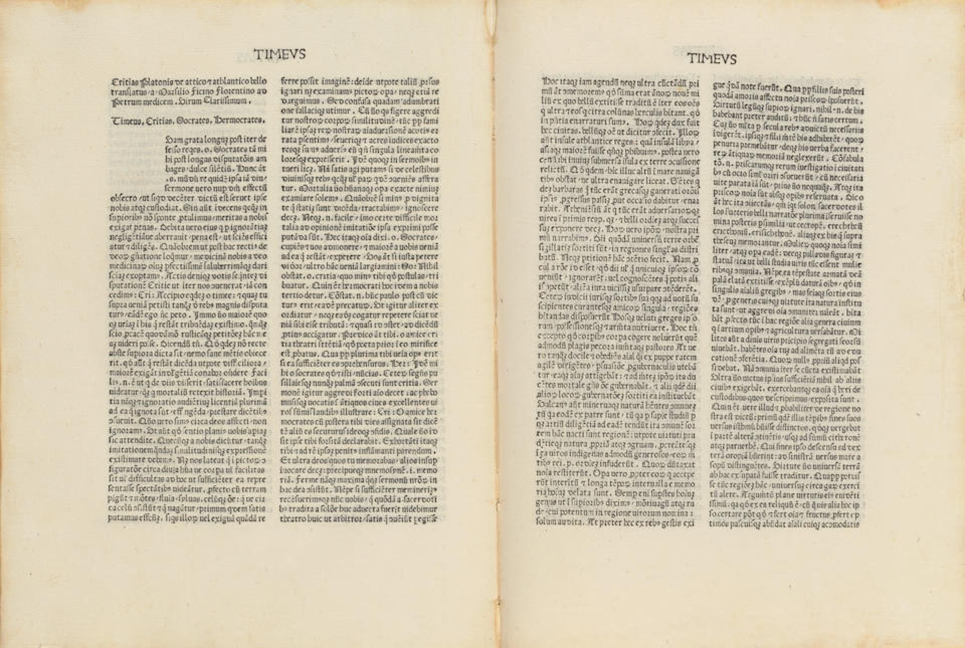 [PLATO] EXCEPTIONALLY RARE FIRST PRINTING OF THE TIMAEUS. PLATO. FICINO, MARCELLO, Translator. T... - Bild 2 aus 5