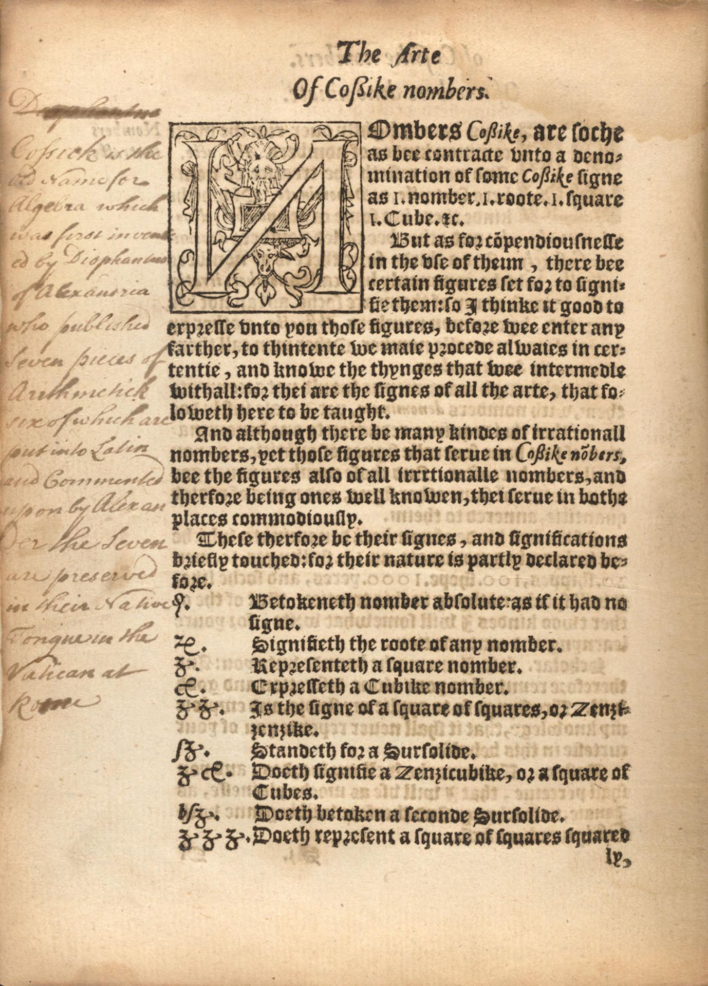 [MATHEMATICS] FIRST BOOK IN ENGLISH ON ALGEBRA. RECORDE, ROBERT. c.1510-1558. Whetstone of Witte...