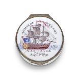 HMS Vanguard: A South Staffordshire enamel patch box, circa 1800