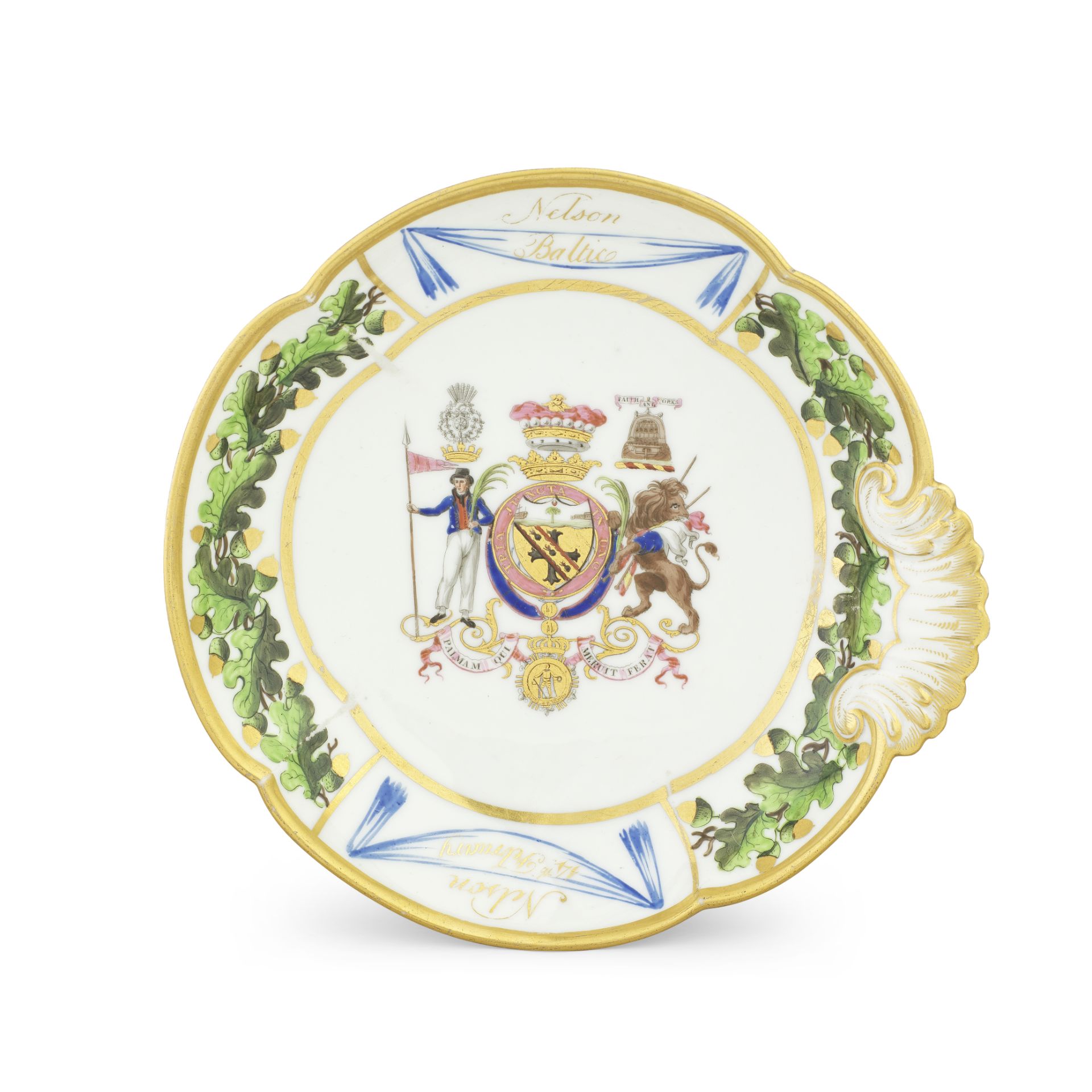 A London-decorated Paris dish from the 'Nelson Set Dessert Service', circa 1802