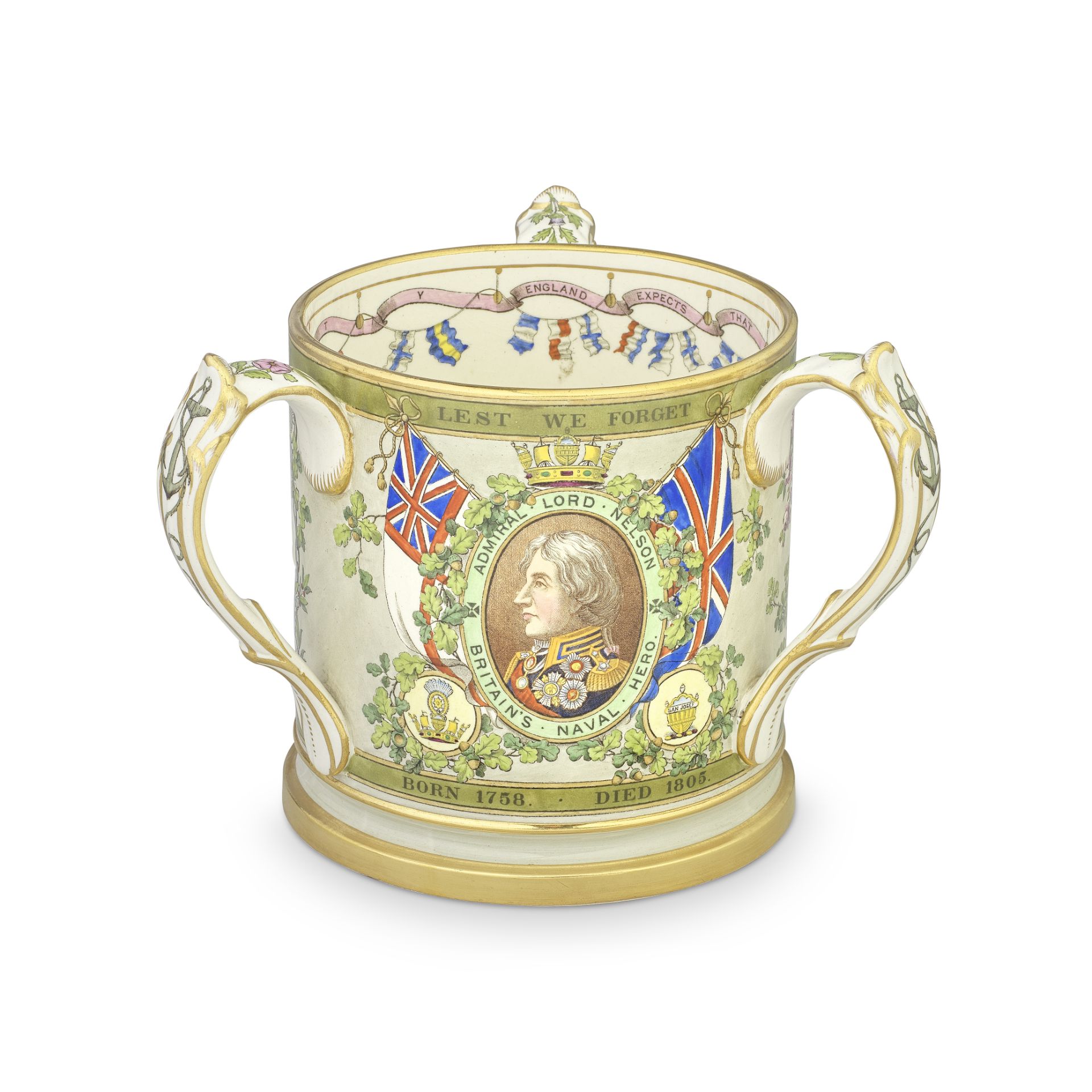 A Copeland commemorative tyg or loving cup, dated 1905