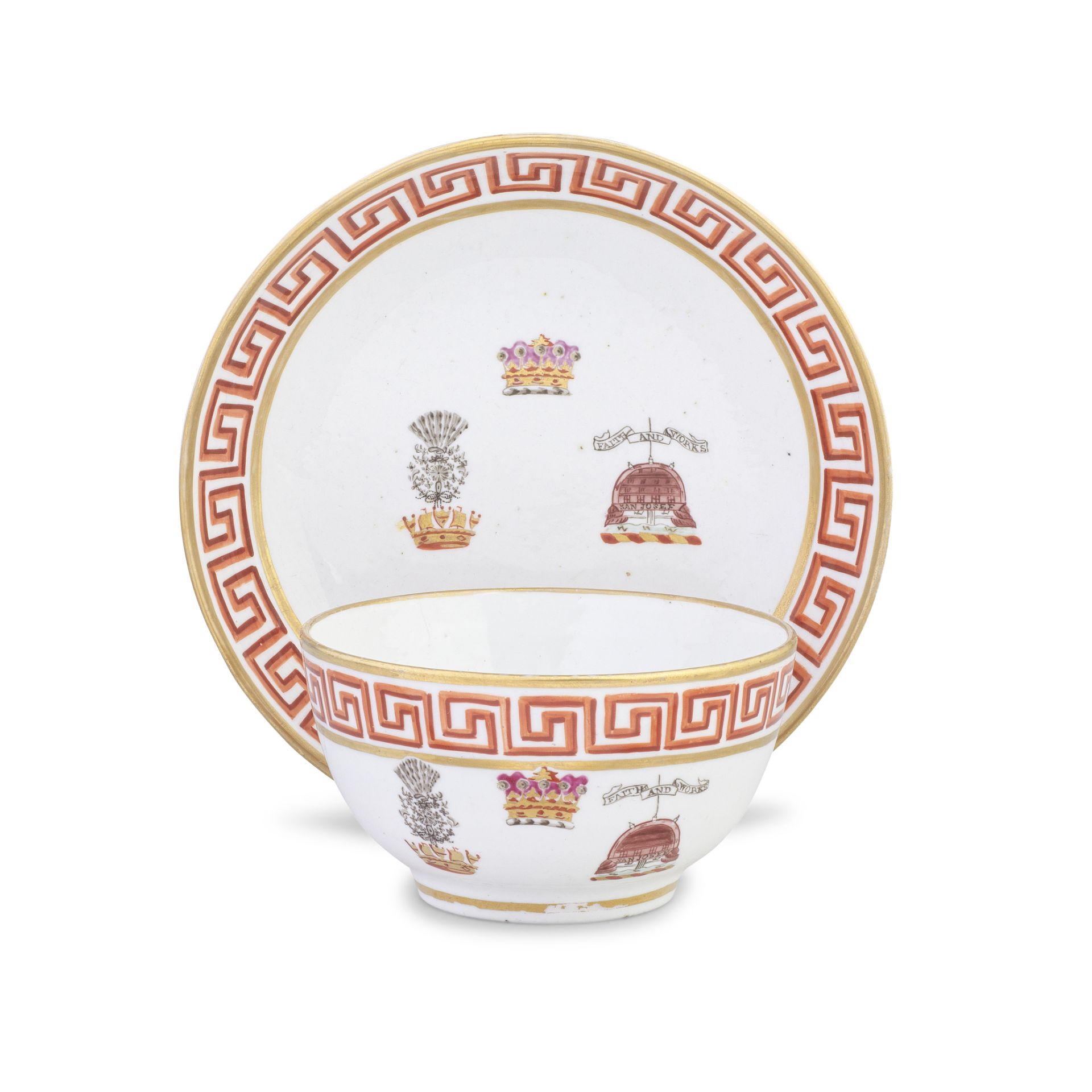 A Coalport breakfast cup and saucer from the Reverend William Nelson service, circa 1806-08