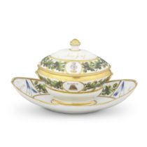 A London-decorated Paris tureen and cover on a fixed stand, from the 'Nelson Set Dessert Service...