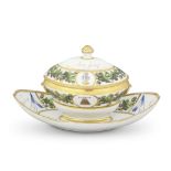 A London-decorated Paris tureen and cover on a fixed stand, from the 'Nelson Set Dessert Service...
