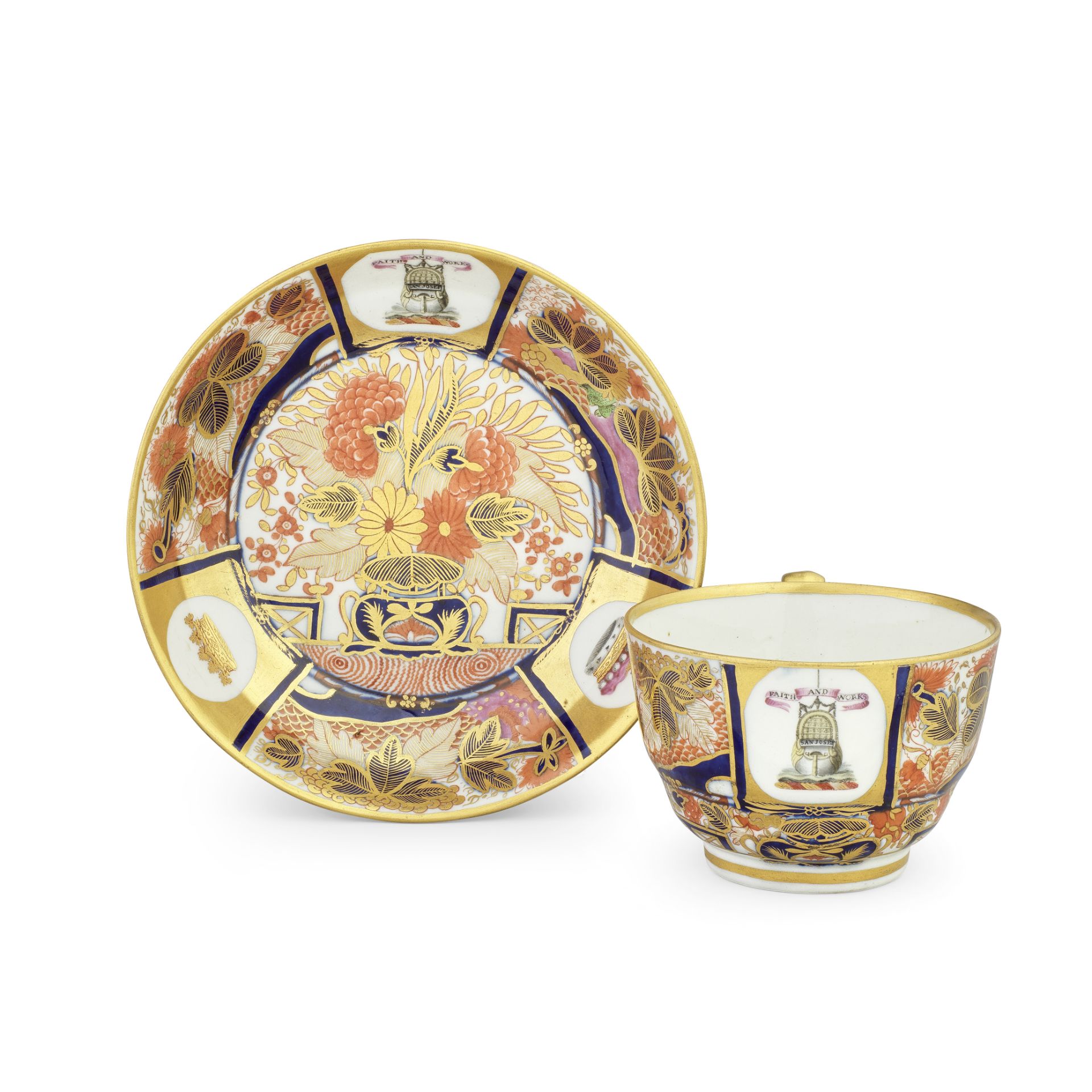 A Chamberlain Worcester teacup and saucer from the 'Horatia Service', circa 1802-03