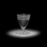 A small engraved nautical rummer, circa 1800