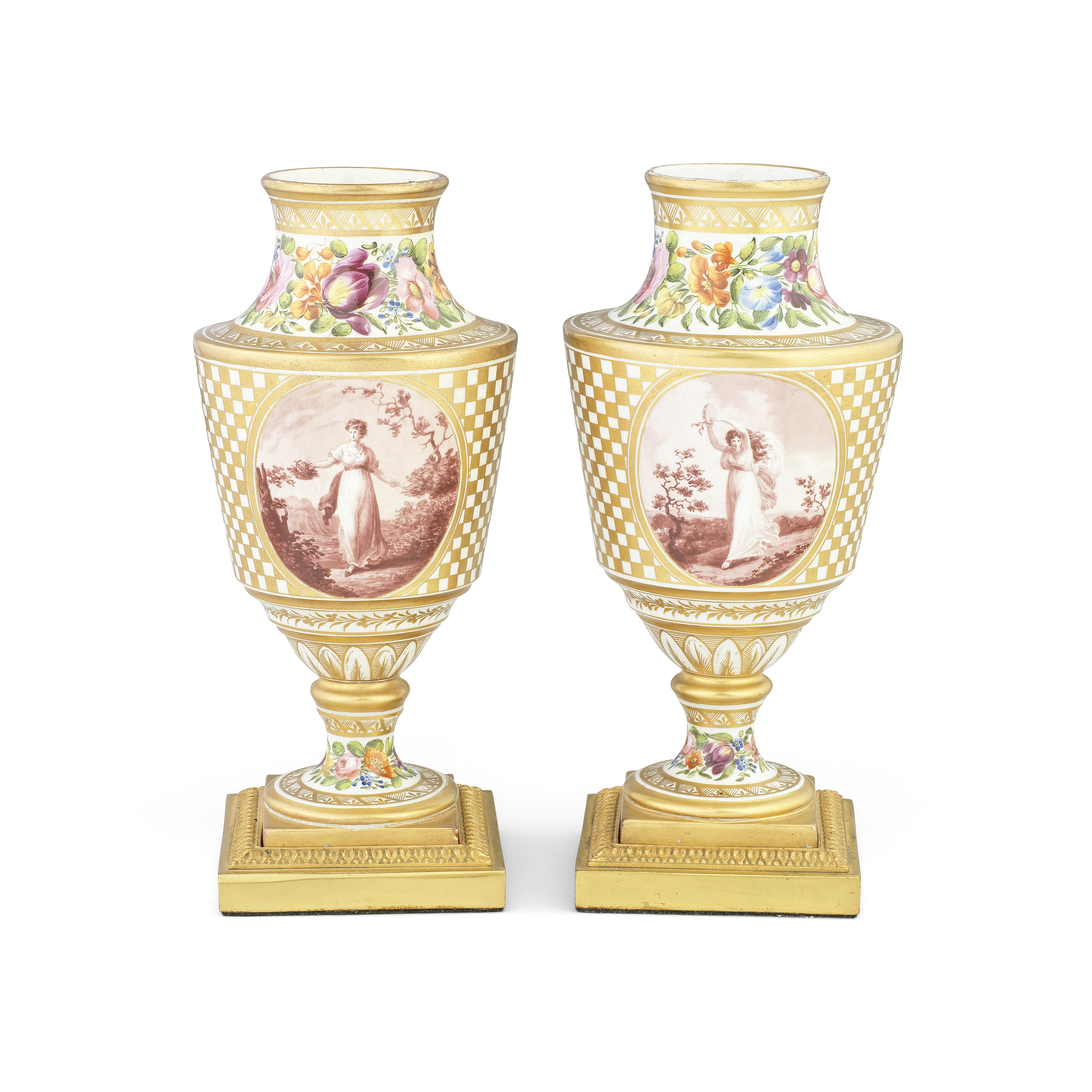 An important pair of Coalport vases by Thomas Baxter, dated 1801