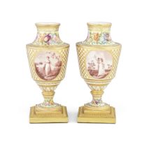 An important pair of Coalport vases by Thomas Baxter, dated 1801
