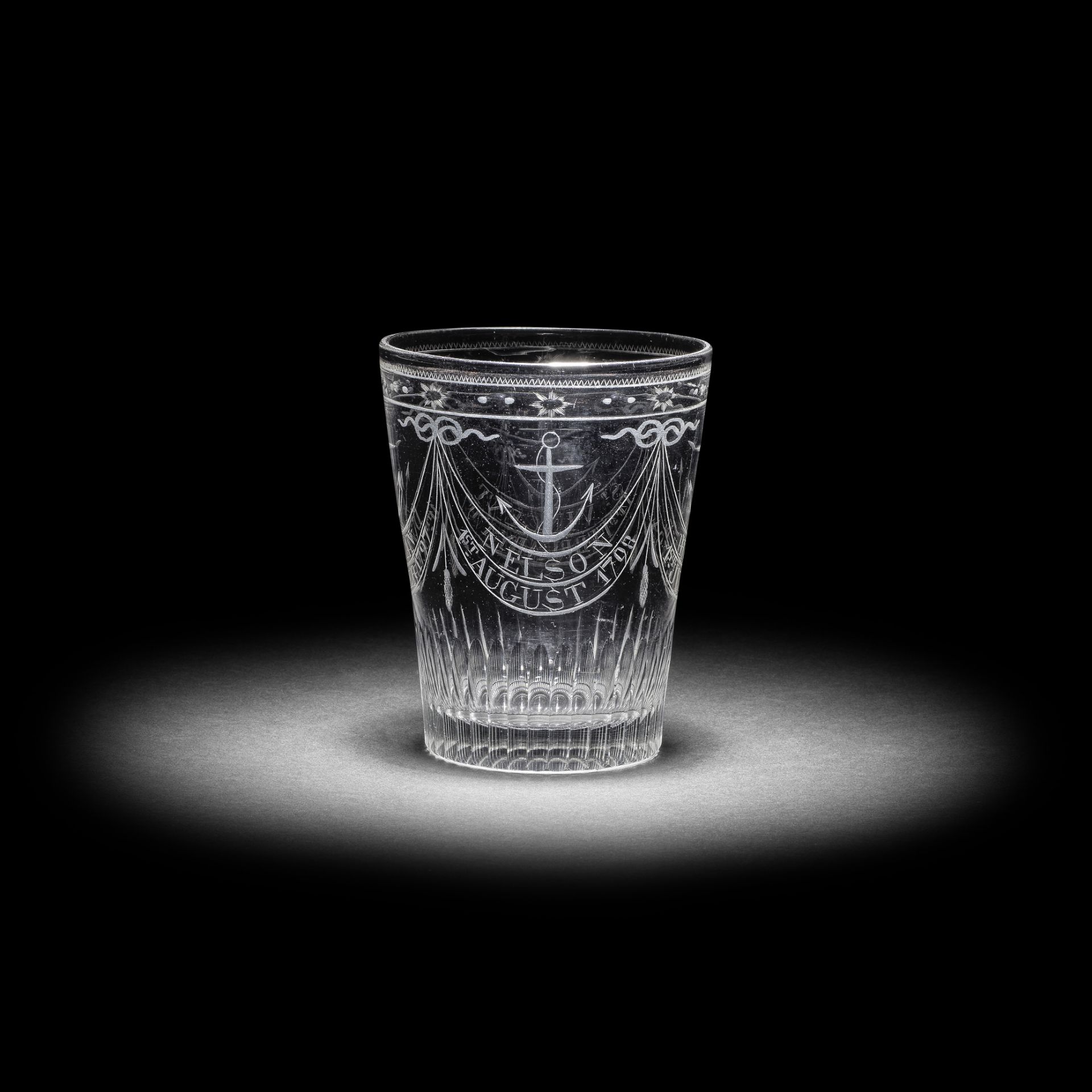 An engraved naval commemorative tumbler, circa 1798-1805