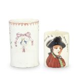 Admiral Lord Rodney: Two earthenware mugs, late 18th century