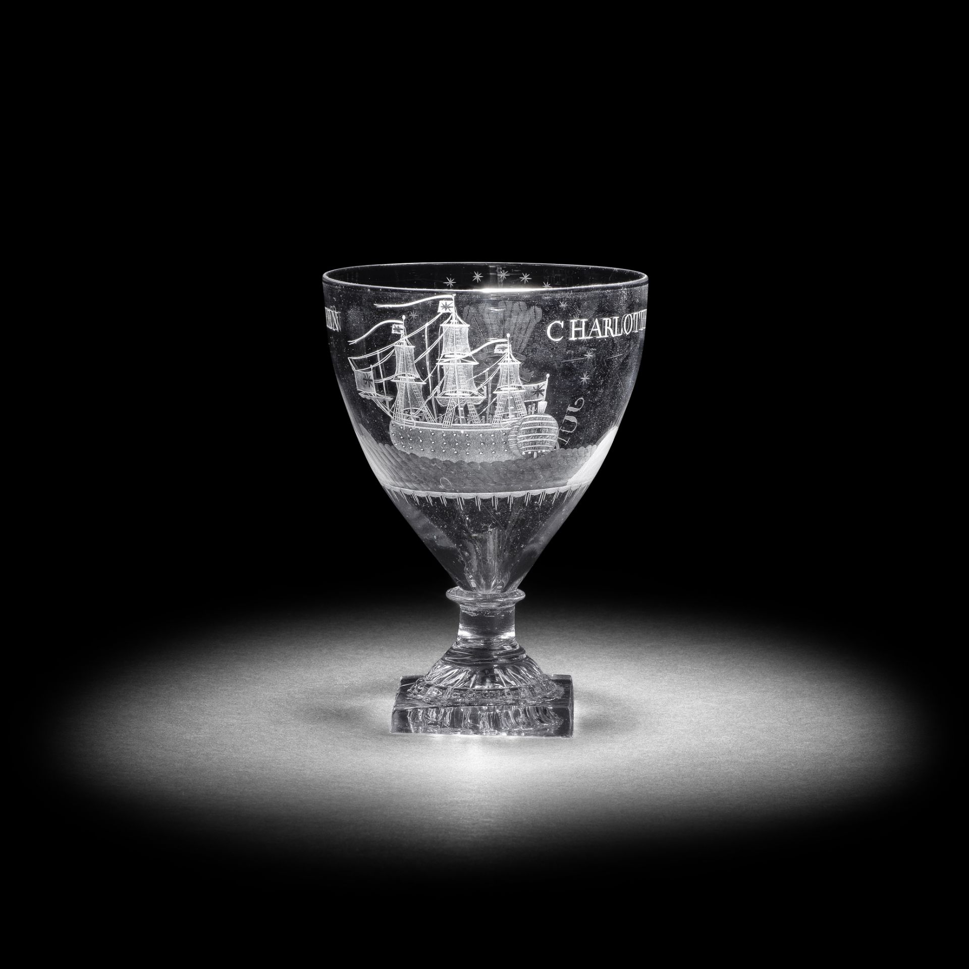 An engraved Admiral Lord Howe commemorative rummer, circa 1795-1800