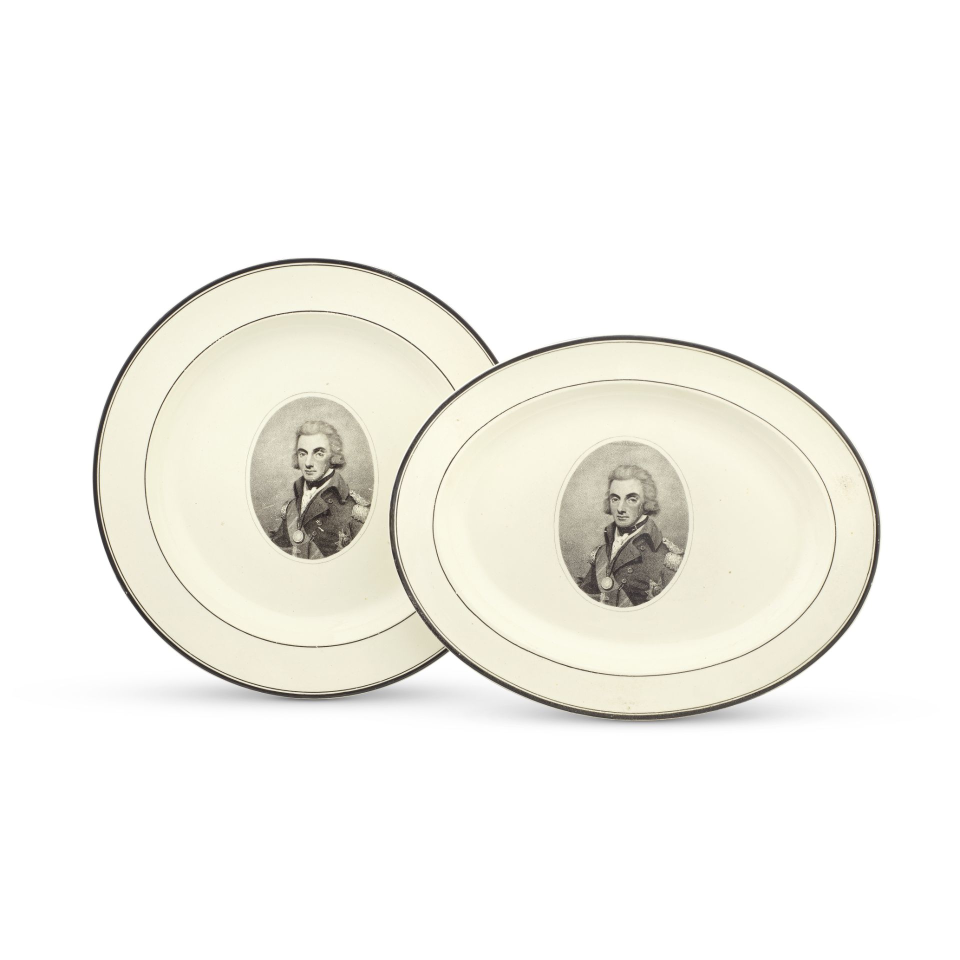 Two Herculaneum creamware plates, circa 1805