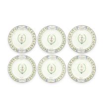 Six further creamware dinner plates from the 'Baltic Set Dinner Service', circa 1802