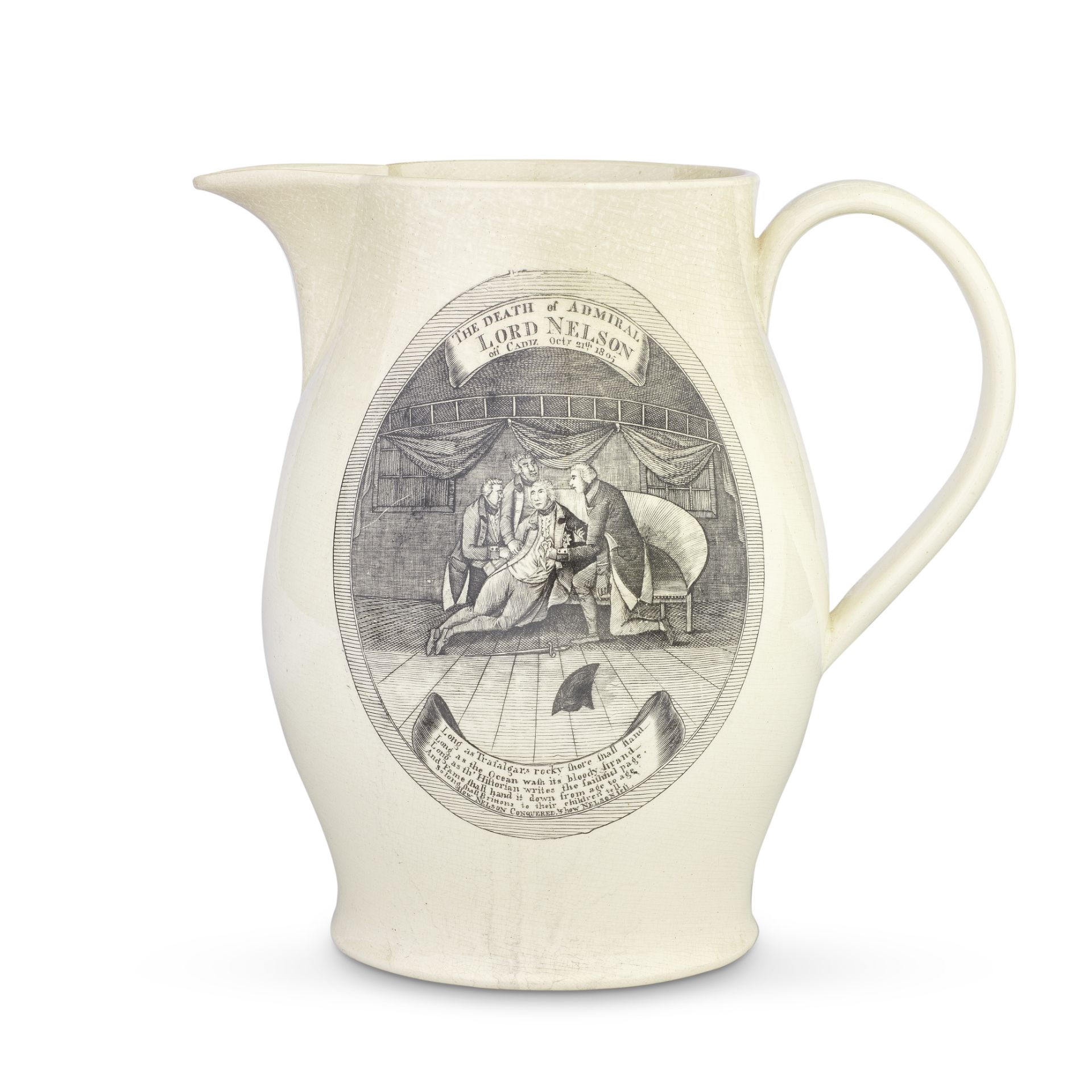 Death of Nelson: a large creamware jug, early 19th century