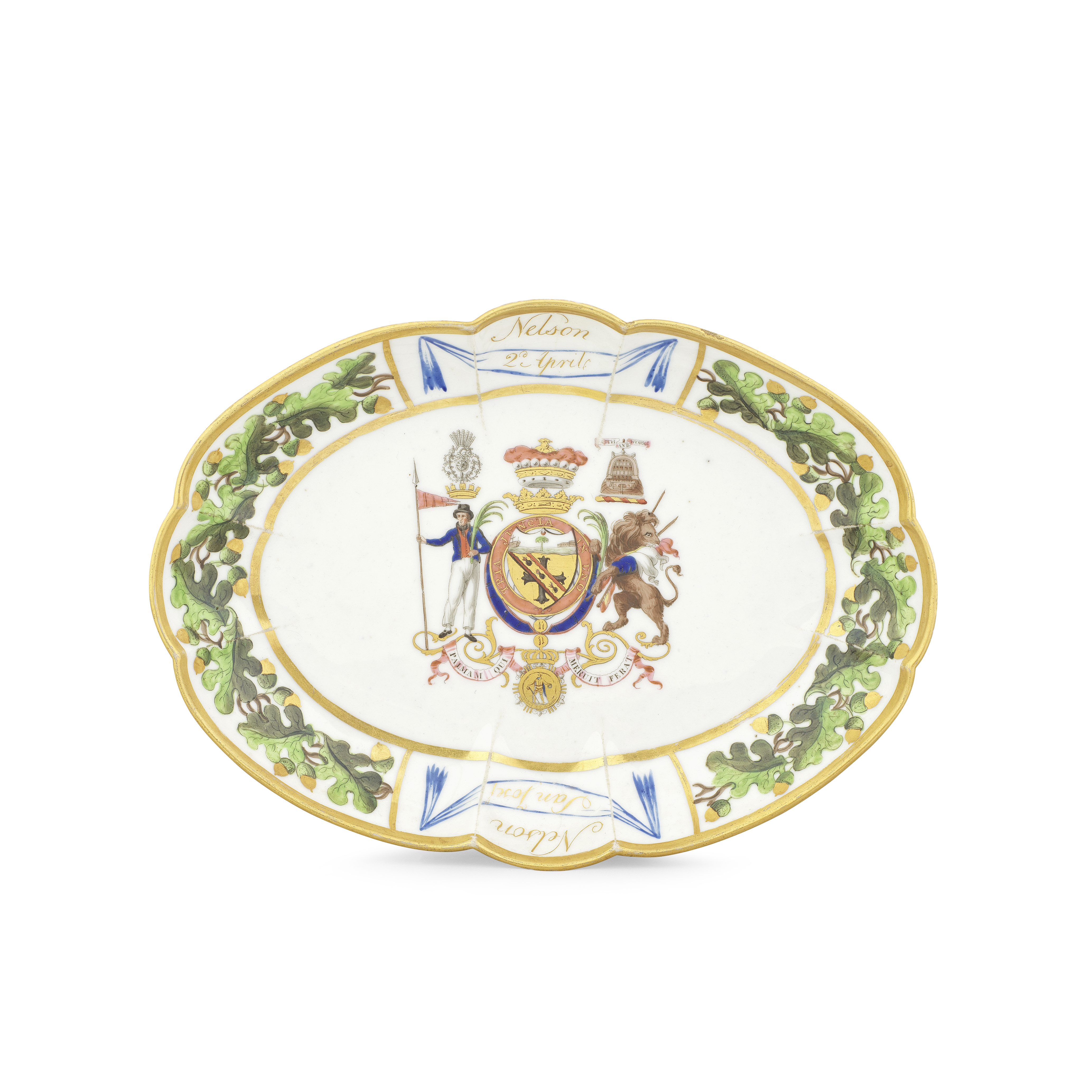 A London-decorated Paris dish from the 'Nelson Set Dessert Service', circa 1802