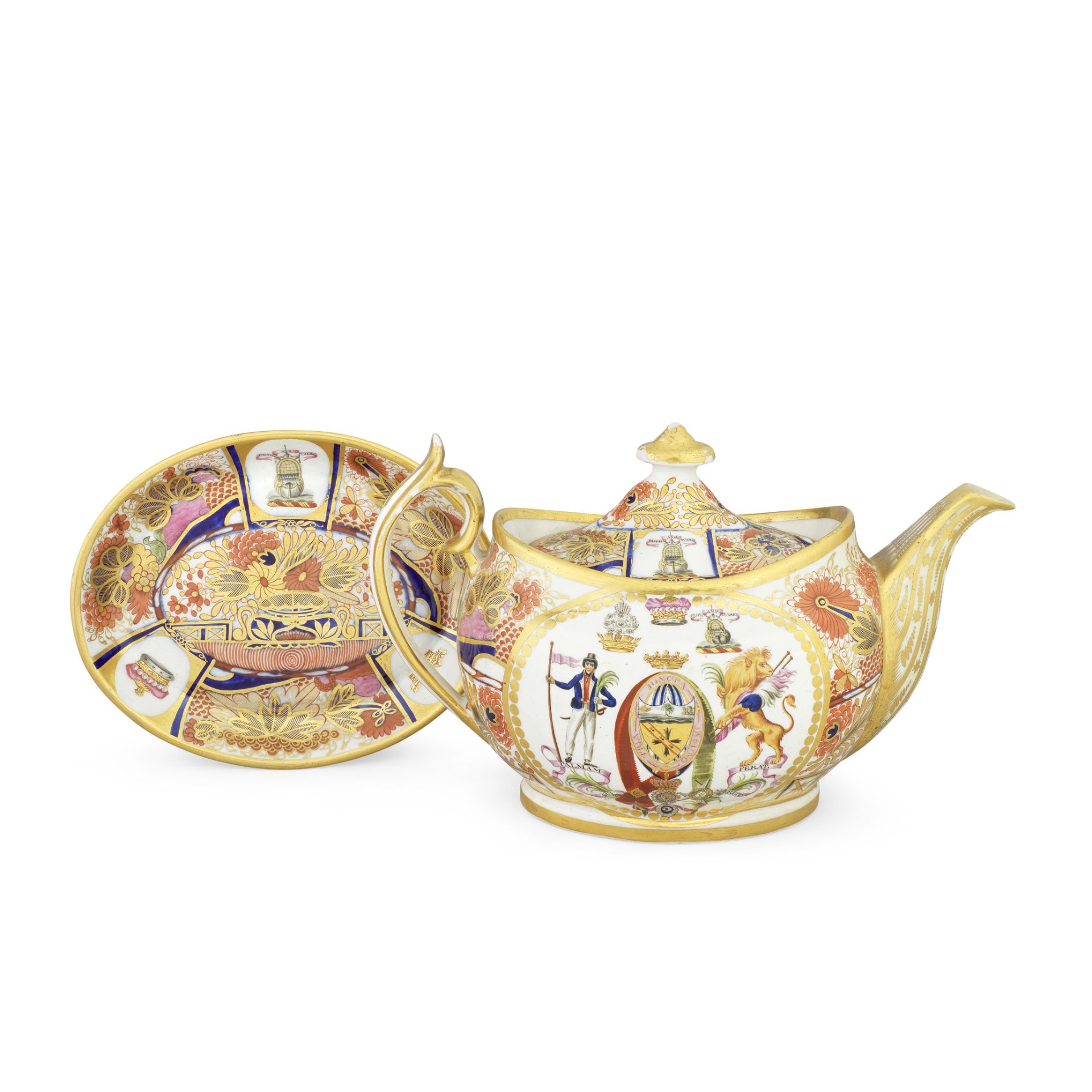 A Chamberlain Worcester teapot, cover and stand from the 'Horatia Service', circa 1802-03