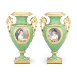 A pair of Flight, Barr and Barr Worcester vases by Thomas Baxter, circa 1814-16