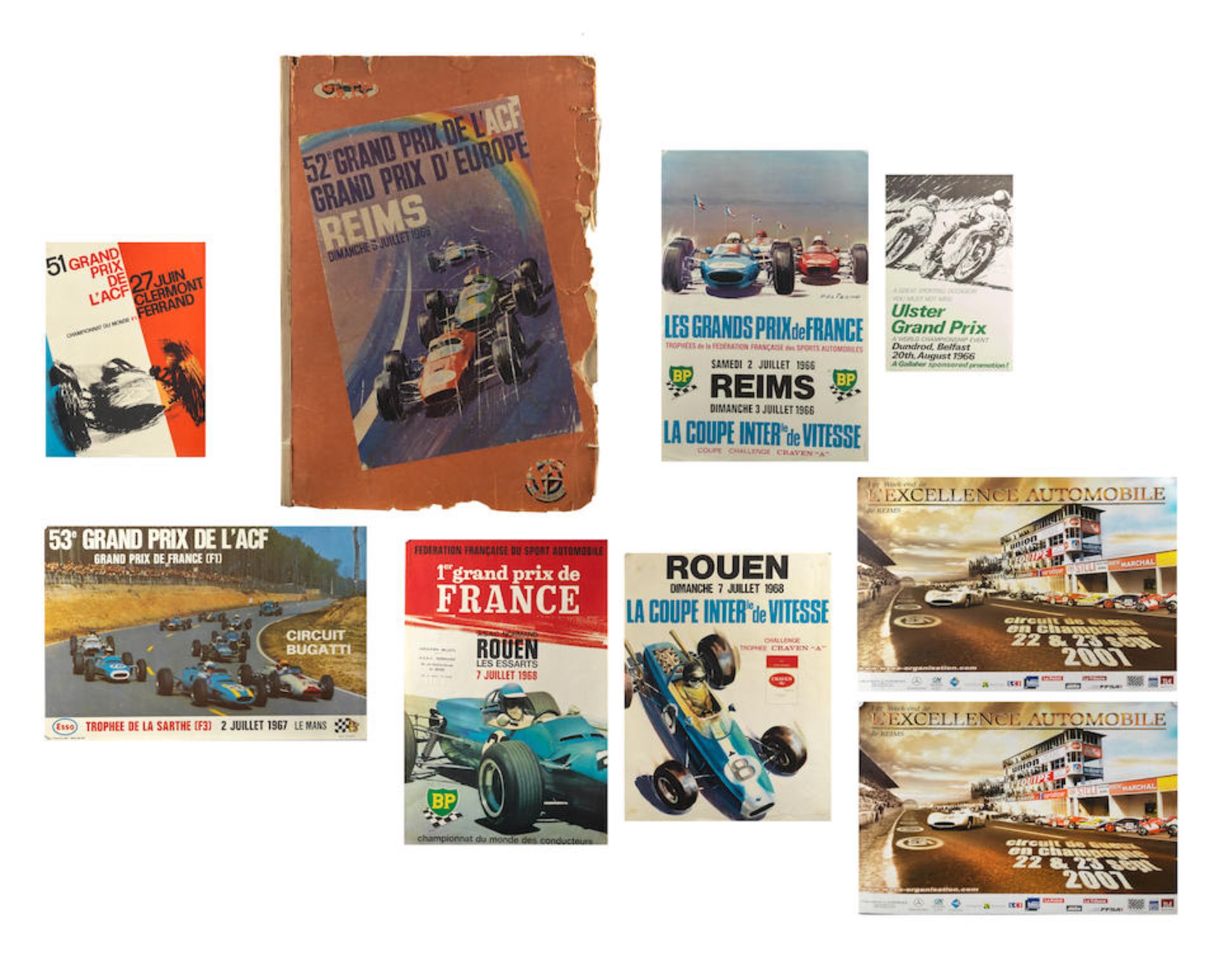 Five 1960s French race posters including Grand Prix, ((9))