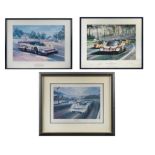 Three framed Jaguar racing prints, ((3))