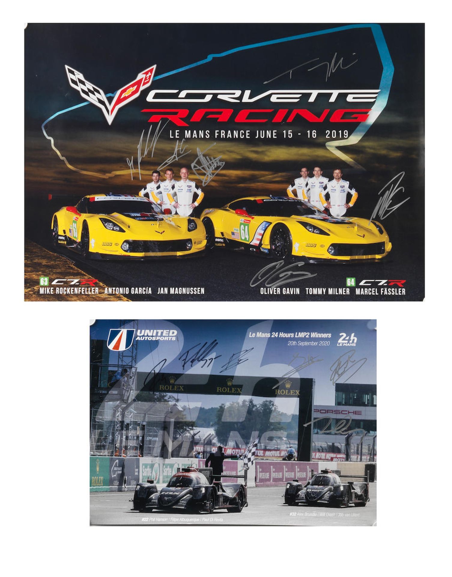 Nine Le Mans 24 Hours racing team signed posters, ((9))