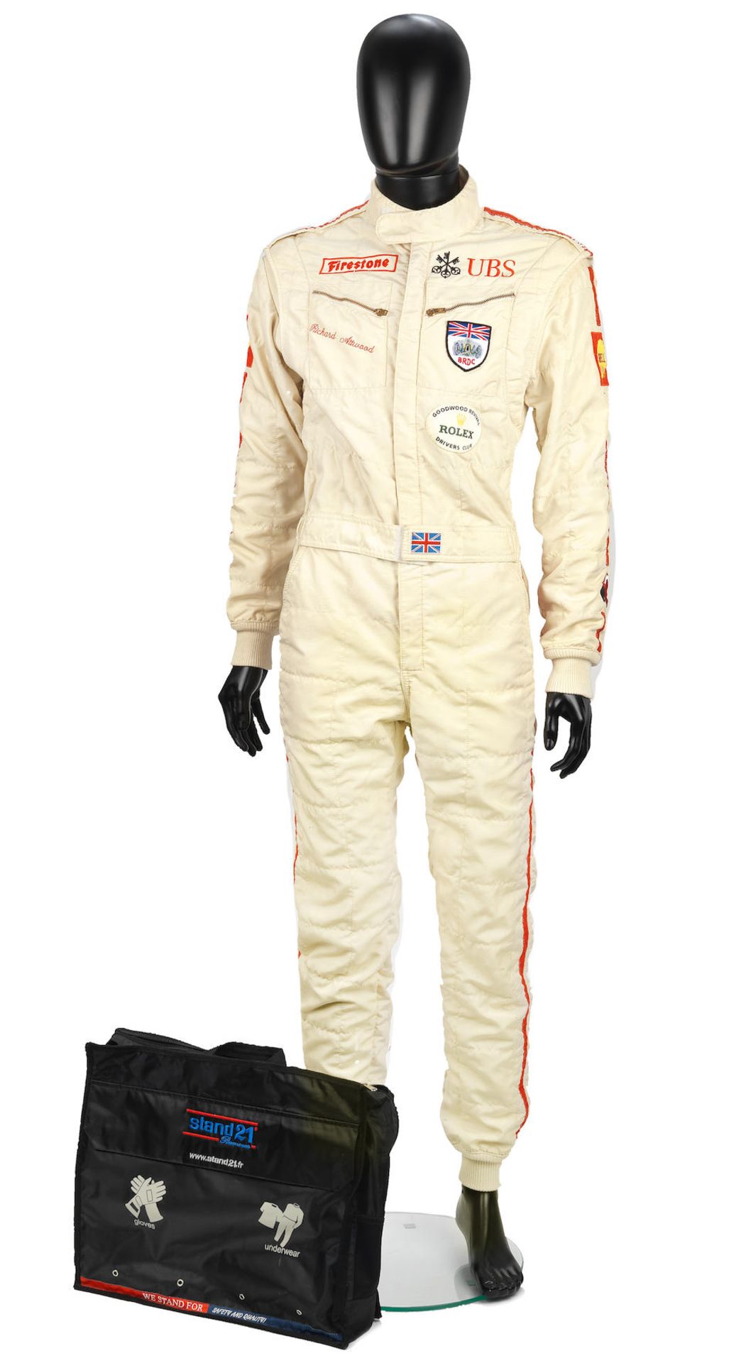 A set of Richard Attwood's race overalls by Stand 21, 2011, ((2))