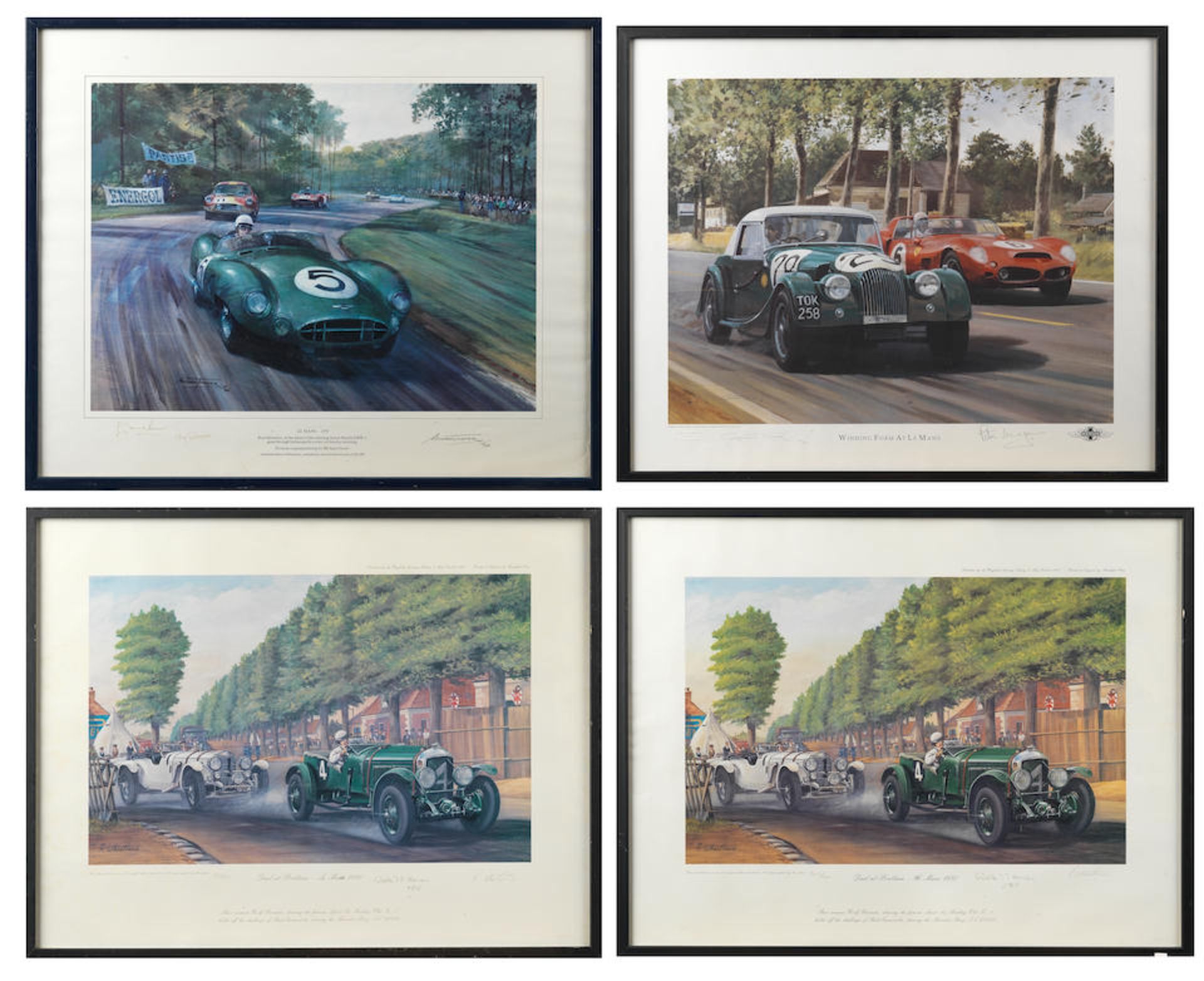 Four framed Le Mans signed limited edition prints,