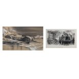 George Lane (British), two illustrations depicting pre-War motoring scenes, ((2))