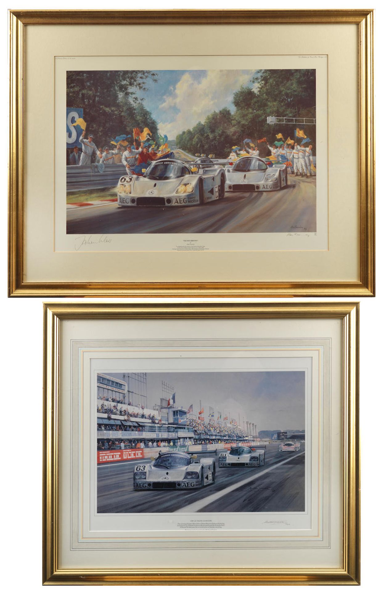 Two framed Sauber Mercedes at Le Mans 1989 signed limited edition prints, ((2))