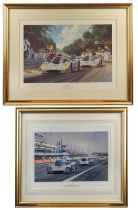 Two framed Sauber Mercedes at Le Mans 1989 signed limited edition prints, ((2))