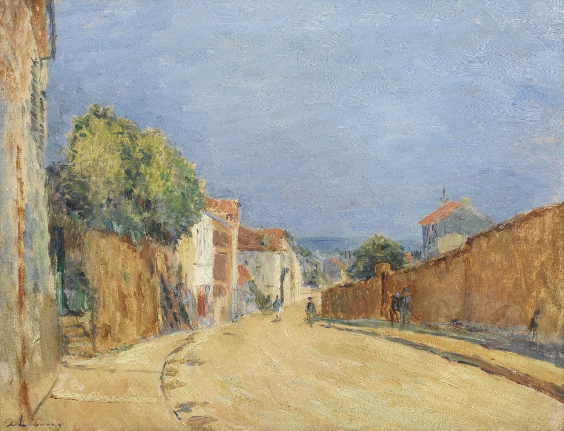 ALBERT LEBOURG (1849-1928) Une rue de village (&#224; midi) (Painted circa 1900-1905)