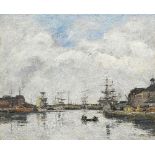 EUG&#200;NE BOUDIN (1824-1898) Le Havre. Le bassin de la barre (Painted in 1894)