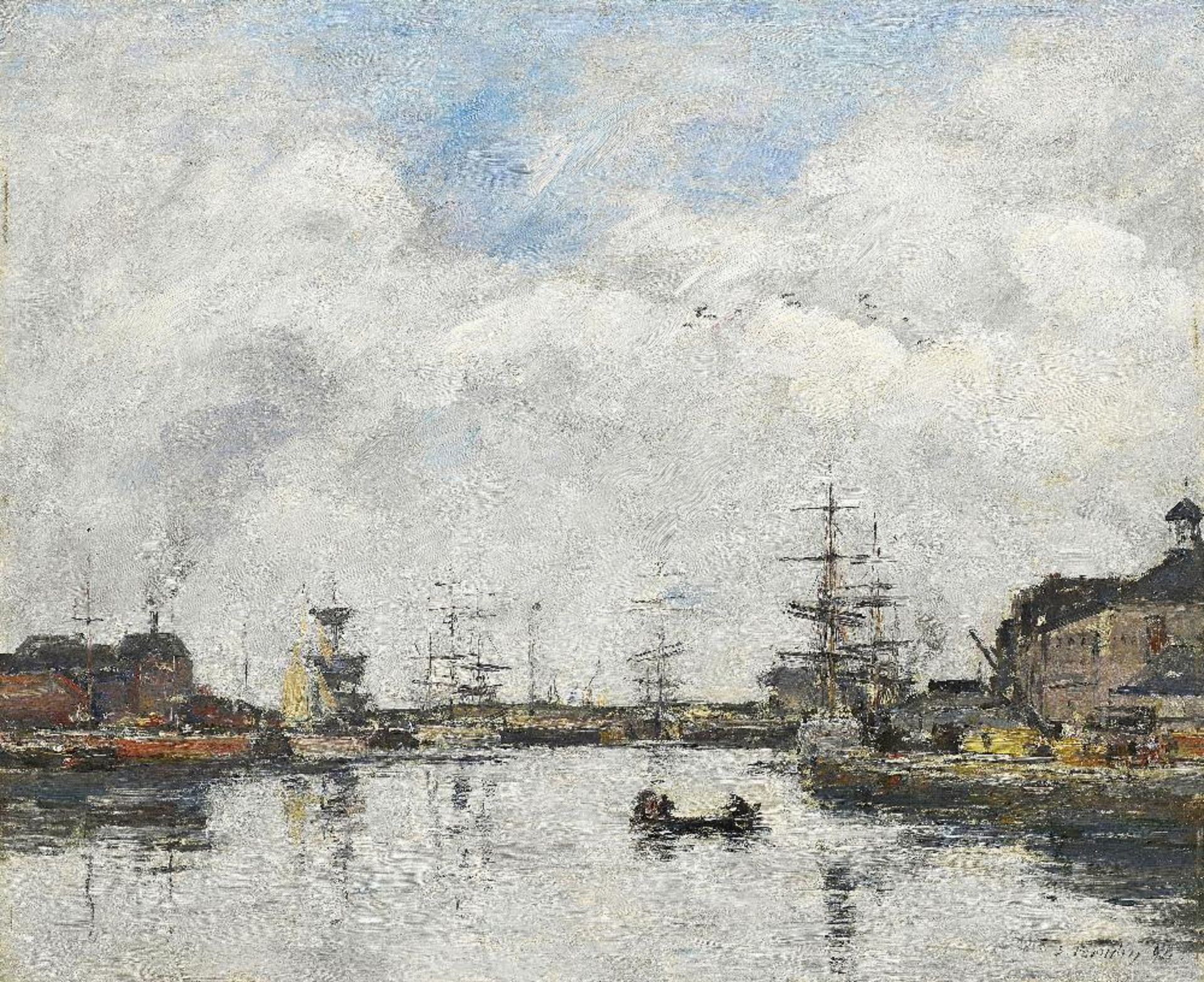 EUG&#200;NE BOUDIN (1824-1898) Le Havre. Le bassin de la barre (Painted in 1894)