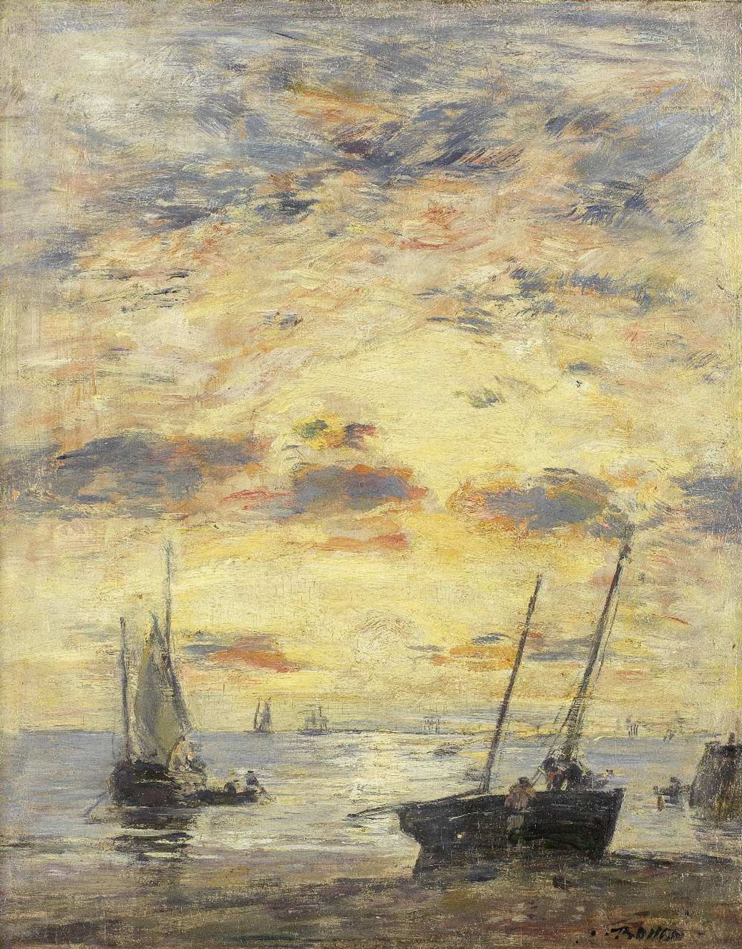 EUG&#200;NE BOUDIN (1824-1898) Mar&#233;e basse. Coucher de soleil (Painted circa 1885-1890)