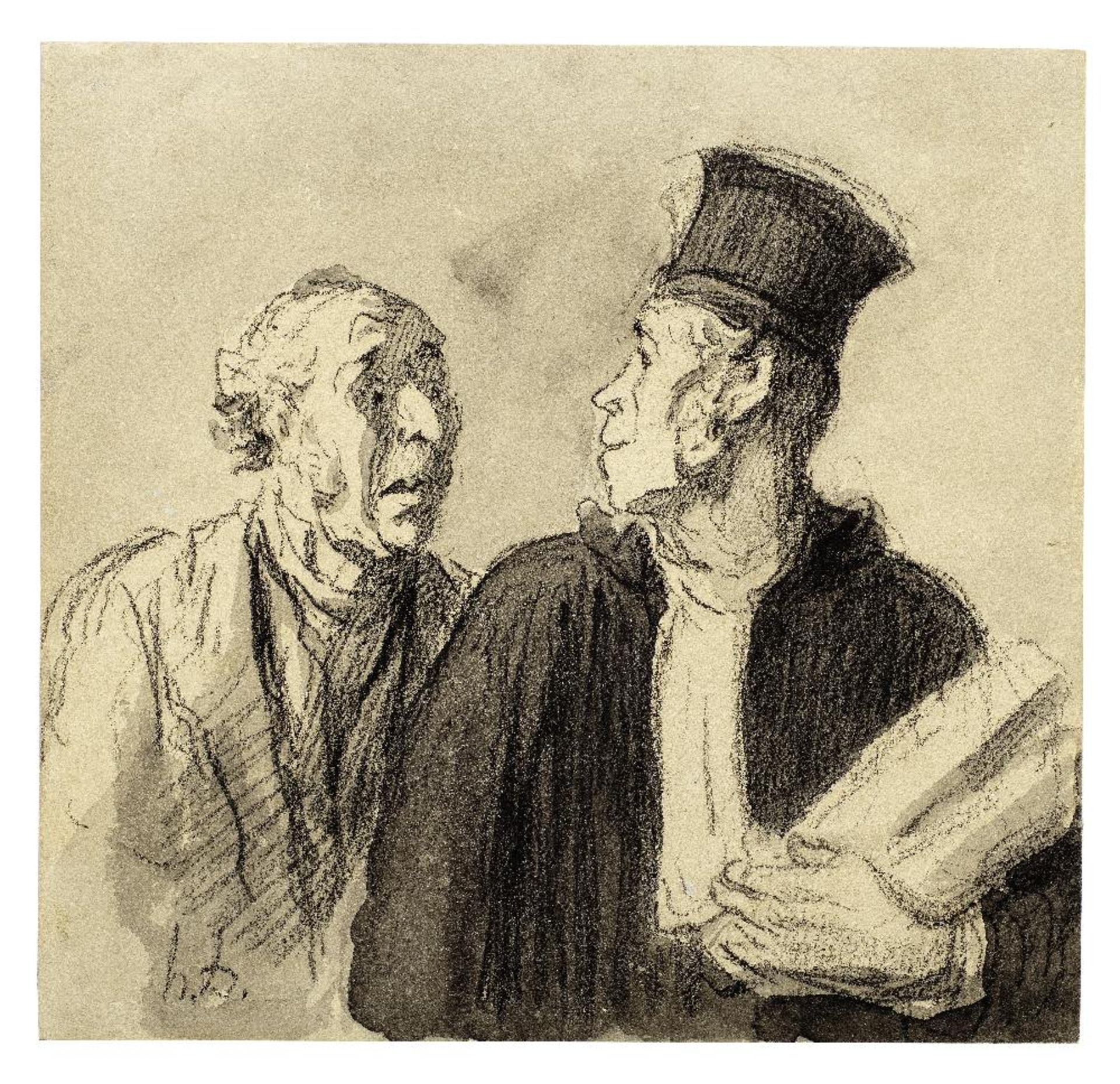 HONOR&#201; DAUMIER (1808-1879) Avocat et client (L'avocat et le paysan &#8211; D&#233;fenseur e...