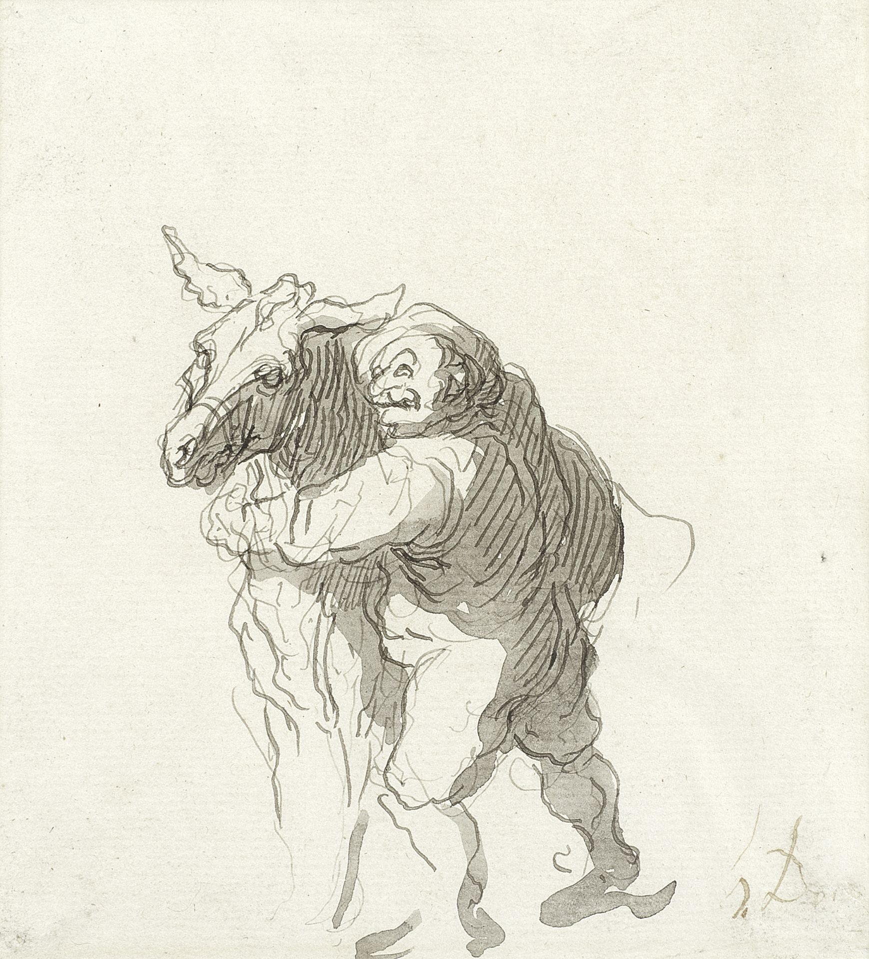 HONOR&#201; DAUMIER (1808-1879) Sancho Pansa et son &#226;ne (Executed circa 1865)