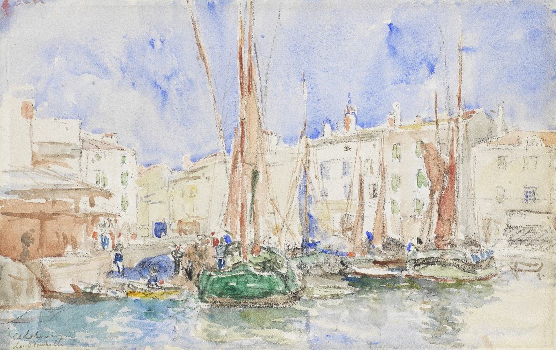 ALBERT LEBOURG (1849-1928) La Rochelle, le port des bateaux de p&#234;che (Executed in La Rochel...