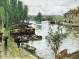 PIERRE EUG&#200;NE MONT&#201;ZIN (1874-1946) P&#233;niches sur le Loing ()