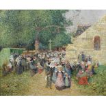 FERDINAND DU PUIGAUDEAU (1864-1930) Sortie de la Chapelle Notre-Dame-de-Tr&#233;malo (Pont-Aven)...