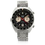 HEUER. A STAINLESS STEEL AUTOMATIC CALENDAR CHRONOGRAPH BRACELET WATCH Autavia, Ref: 11630, c. 1...